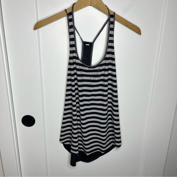 Lululemon Water Bound Singlet Apex Stripe Black & White Tank Top Size 6 - Picture 3 of 8